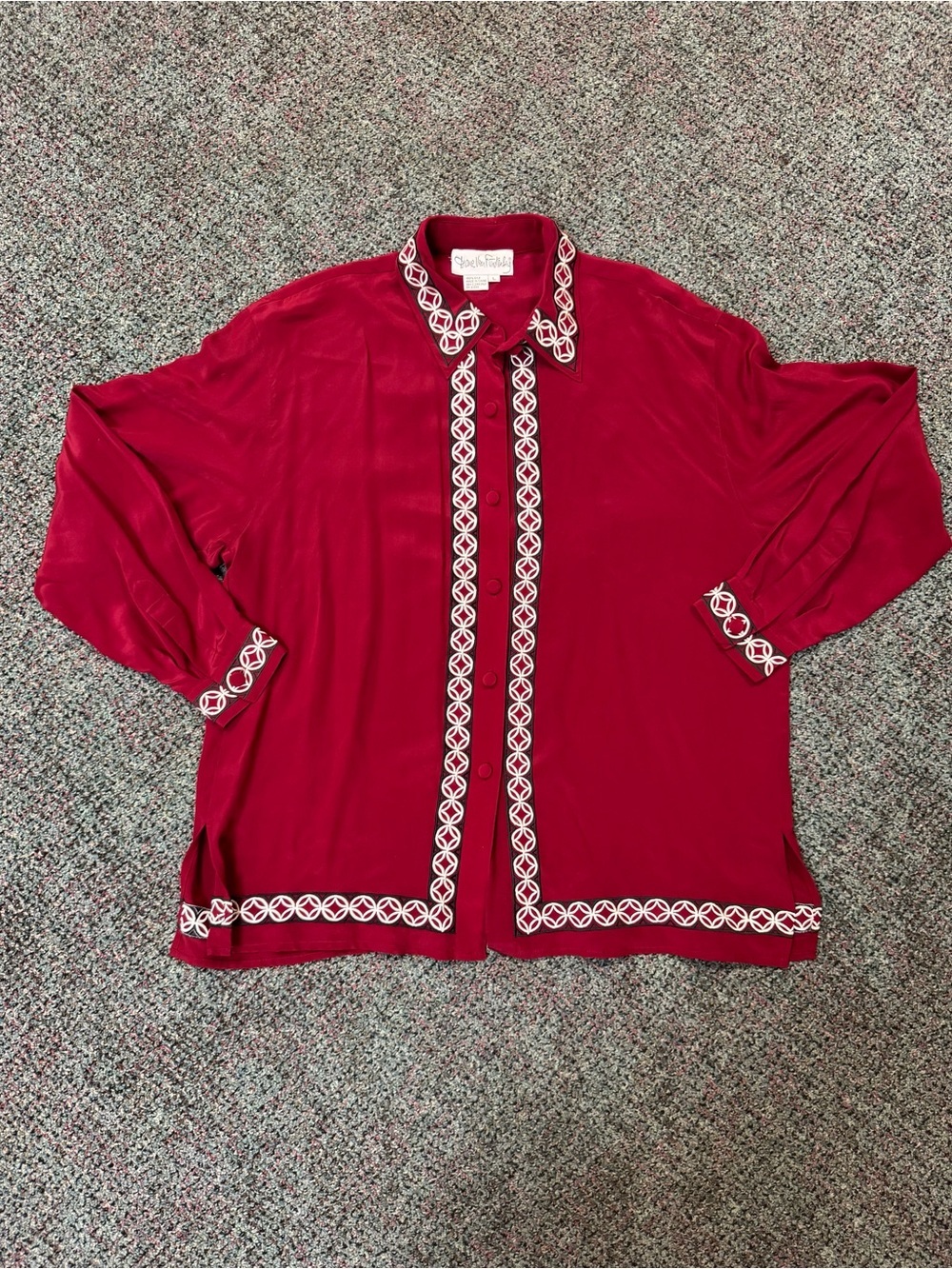 Vintage Diane Von Furstenberg 100% Silk Asian Inspired Blouse Size Large